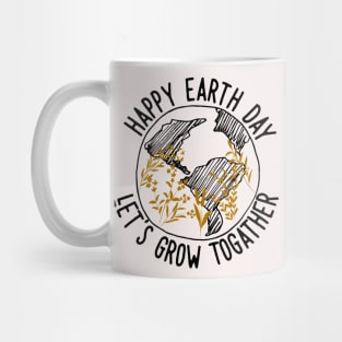 Happy Earth Day One Line Art Flowers Mug